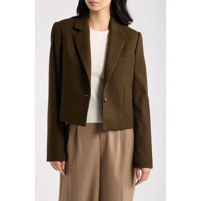 Vince Short Flannel Blazer In Brown