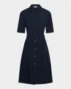 Vince Cuffed Short Sleeve Belted Shirt Dress In Coastal Blue