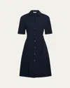 Vince Cuffed Short Sleeve Belted Shirt Dress In Coastal Blue