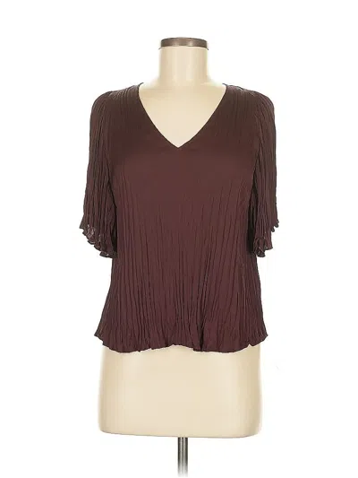 Pre-owned Vince Short Sleeve Blouse In Brown