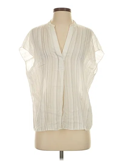 Pre-owned Vince Short Sleeve Blouse In Ivory