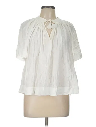 Pre-owned Vince Short Sleeve Blouse In Ivory