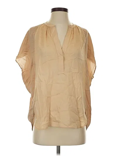 Pre-owned Vince Short Sleeve Blouse In Tan