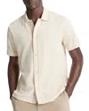Vince Short Sleeve Jacquard Cotton Knit Button-up Shirt In Neutral