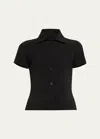 Vince Short Sleeve Button Up Shirt In Black