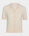 Vince Short-sleeve Button-front Sweater In Neutral