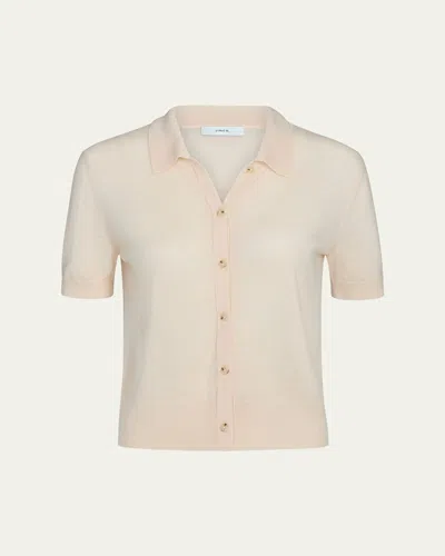 VINCE SHORT-SLEEVE BUTTON-FRONT SWEATER