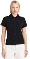 Vince Short Sleeve Button Up Shirt In Black