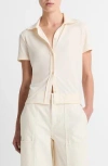 Shop Vince Short Sleeve Button-up Shirt In Flaxen