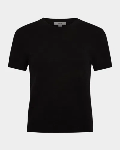 Vince Short-sleeve Cashmere-blend Tee In Black