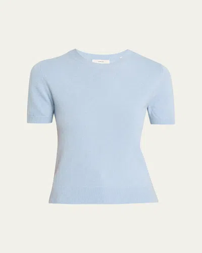 Vince Short-sleeve Cashmere-blend Tee In Blue