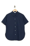 Vince Short Sleeve Cotton Poplin Button-up Shirt In Coastal