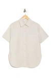 Vince Short Sleeve Cotton Poplin Button-up Shirt In Salt Glass