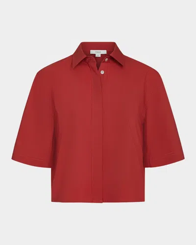 Vince Short-sleeve Cropped Cotton Shirt