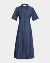Vince Short-sleeve Denim Shirtdress In Denim Ss Shirt Dress