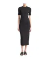 Vince Short-sleeve Side Drape Midi Dress In Black