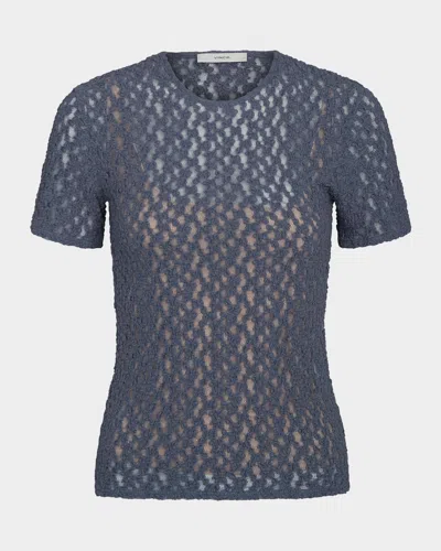 Vince Short-sleeve Floral Smocked Top In Mauve Thistle