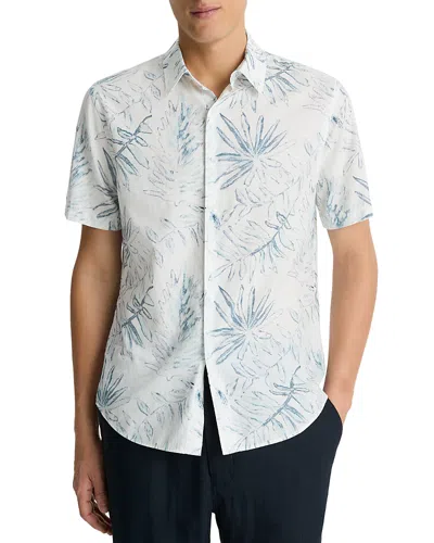 Vince Short Sleeve French Placket Shirt In Sea Marble/optic White