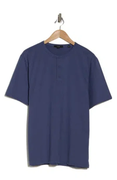 Vince Short Sleeve Henley In Blue Dusk