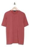 Vince Short Sleeve Henley In Brickwork