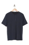 Vince Garment Dyed Short Sleeve Henley In Coastal