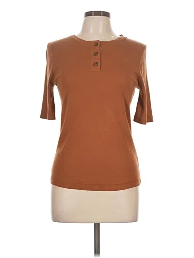 Pre-owned Vince Short Sleeve Henley Shirt In Brown