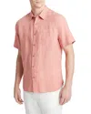 Vince Classic Fit Short Sleeve Linen Shirt In Dusk