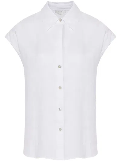 Vince Short-sleeve Linen Shirt In White