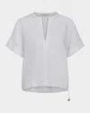 Vince Short-sleeve Linen Top In Optic White