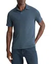 Vince Short Sleeve Loose Knit Polo Shirt In Blue