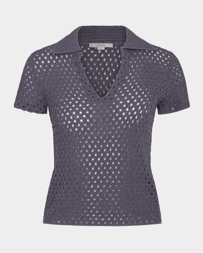 VINCE SHORT-SLEEVE MACRAME TOP