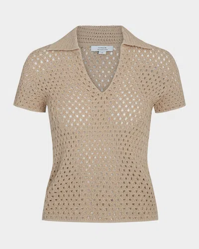 VINCE SHORT-SLEEVE MACRAME TOP