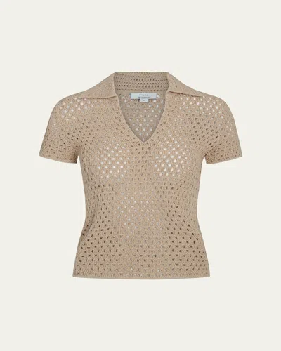 VINCE SHORT-SLEEVE MACRAME TOP