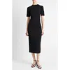 Vince Short-sleeve Side Drape Midi Dress In Coastal