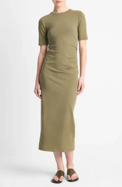 Vince Short Sleeve Midi Dress In Green