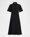 Vince Short-sleeve Midi Shirtdress In Black
