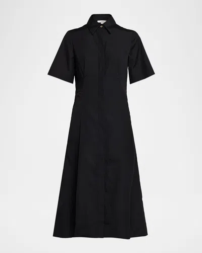 Vince Short-sleeve Midi Shirtdress In Black