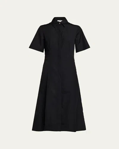 Vince Short-sleeve Midi Shirtdress In Black