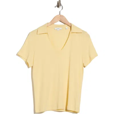 Vince Short Sleeve Pima Cotton Polo In Yellow