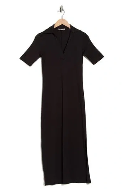 Vince Short Sleeve Polo Dress In Black