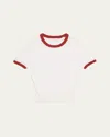 Vince Contrast-trim Cotton-cashmere T-shirt In White