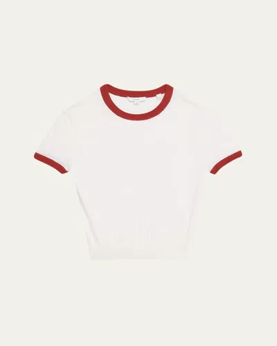Vince Short-sleeve Ringer Sweater Tee In White