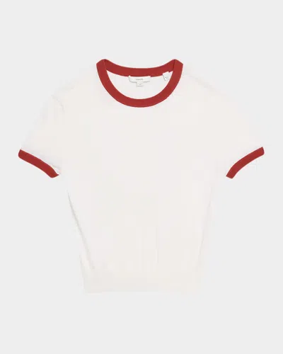 VINCE SHORT-SLEEVE RINGER SWEATER TEE