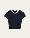 Vince Short-sleeve Ringer Sweater Tee In Blue