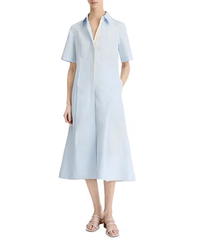 Vince Short Sleeve Shirt Dress In Sky Mist