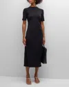Vince Short Sleeve Midi Dress In Black