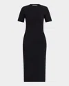 Vince Short-sleeve Side Drape Midi Dress In Coastal