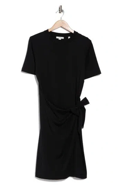 Vince Short Sleeve Side Tie T-shirt Dress In Black