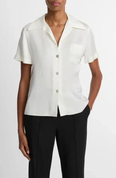 VINCE VINCE SHORT SLEEVE SILK BUTTON-UP SHIRT