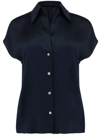 Vince Cap Sleeve Ruched Blouse In Coastal In Blue